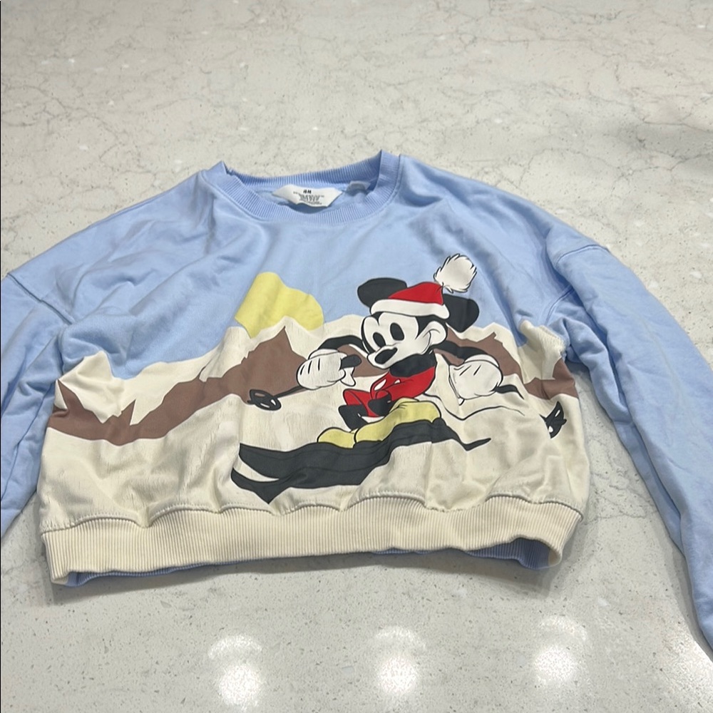H&M Blue and Red Sweatshirt with Winter Motifs